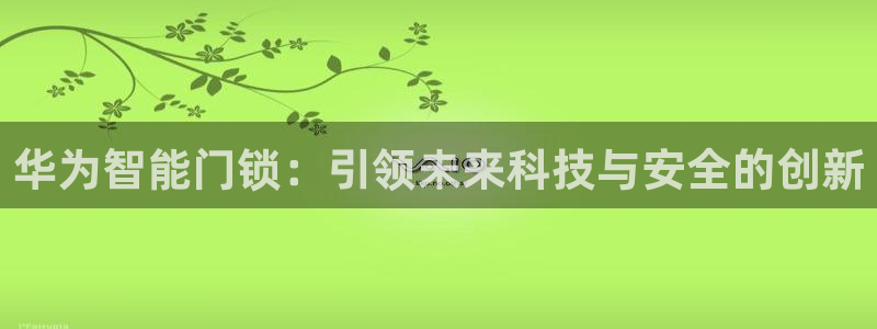 金年会嗨聊app下载：华为智能门锁：引领未来科技与安全的创新